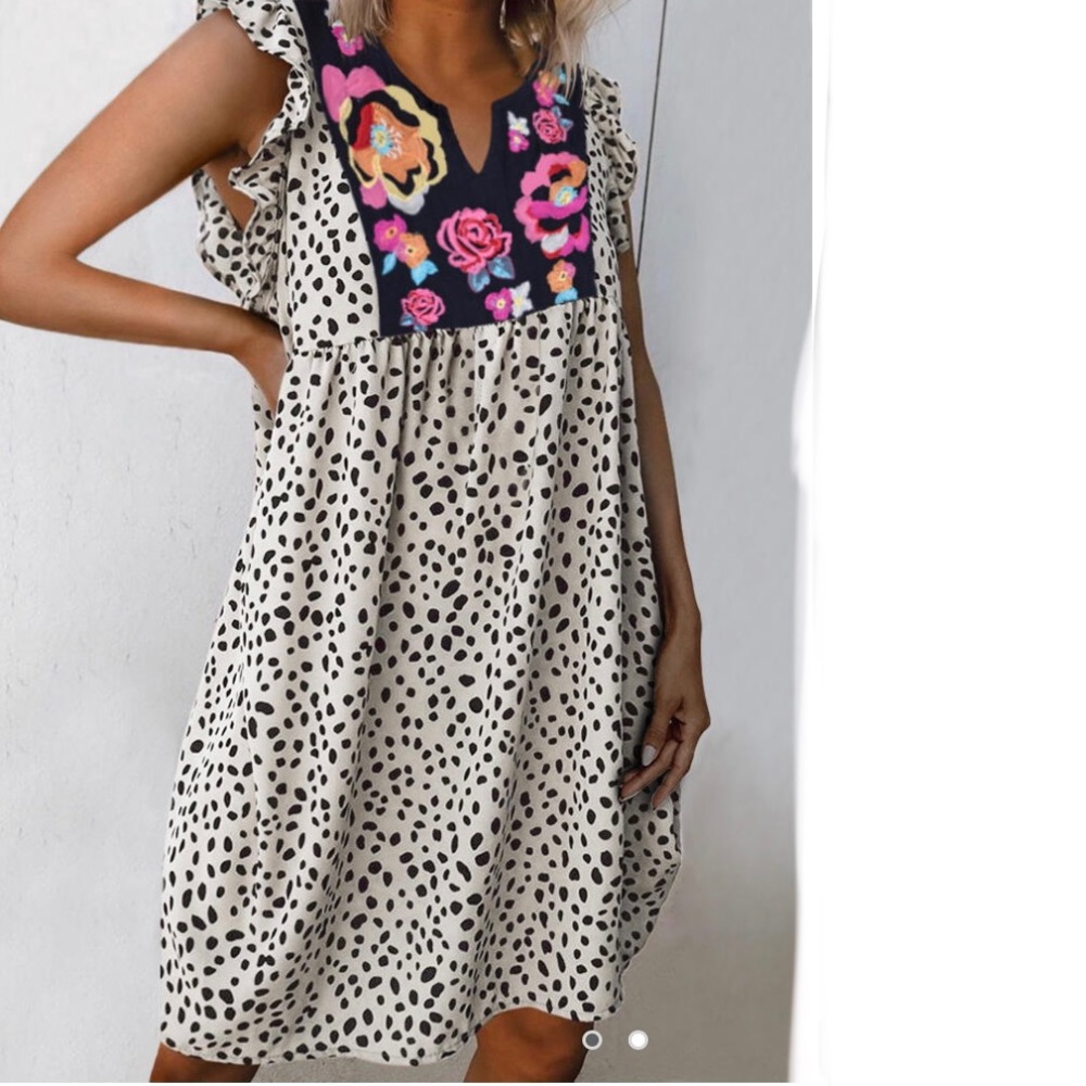 Animal Printed Dress with floral detail